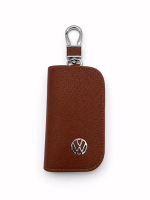 Kožený elegantný obal pre kľúče s logom Volkswagen Brown-light (verzia 11)